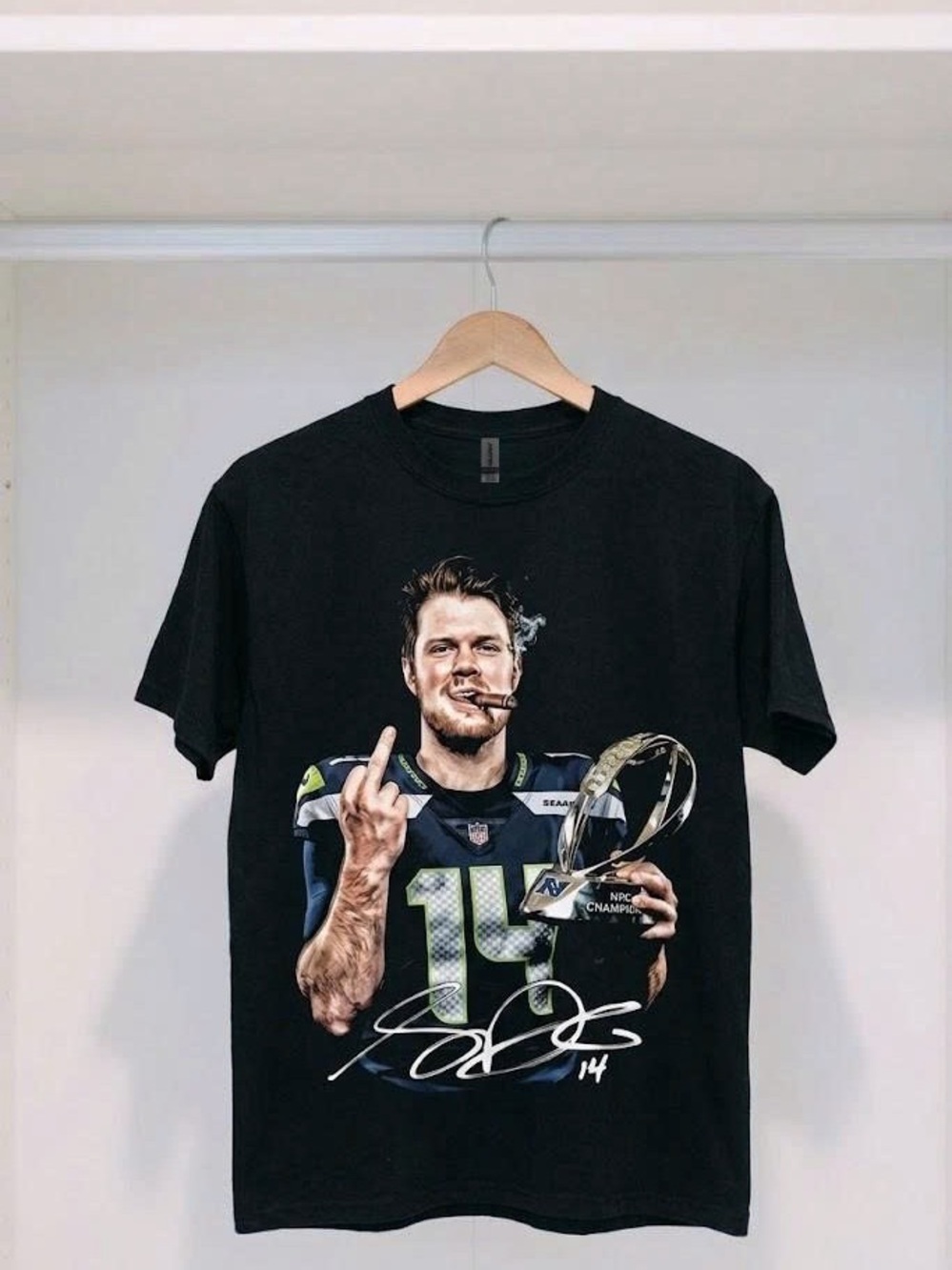 Sam Darnold Seattle Seahawks Graphic Cigar Trophy Winner Black Tee